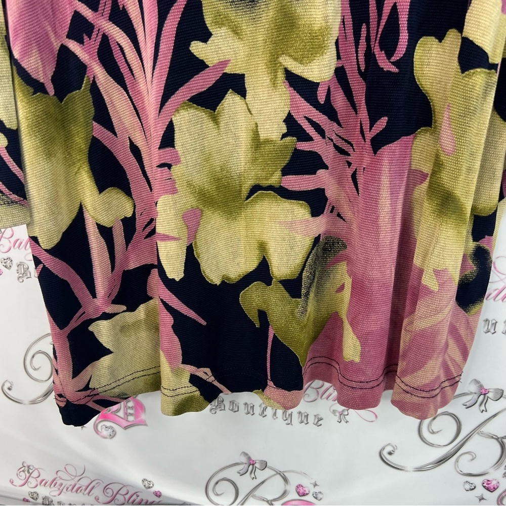 Picadilly long sleeve shirt flower Fashion Women's Floral Blouse Pink and Green - Picture 3 of 7